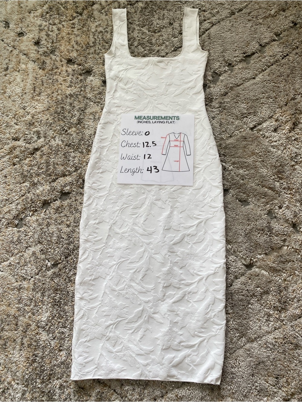 ZARA Stunning White Textured Floral Sleeveless Midi Dress Sz Small Like NEW! - Picture 10 of 12